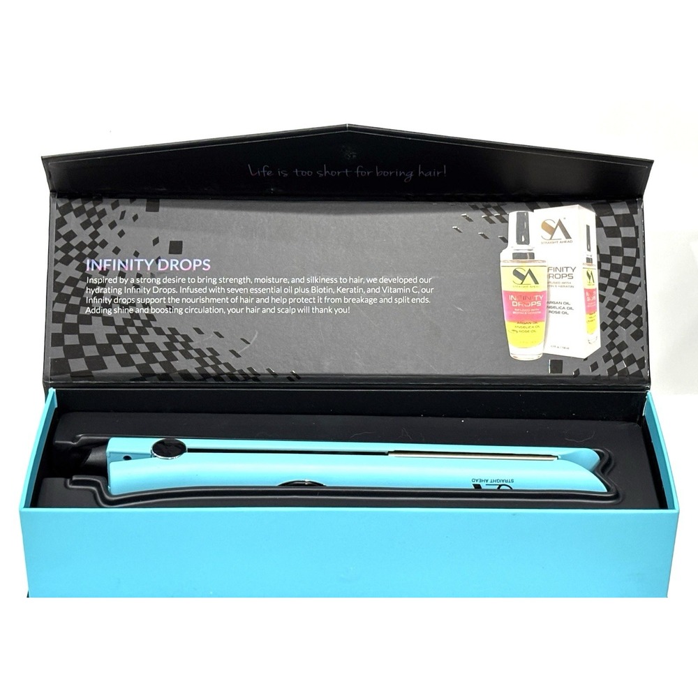 Straight Ahead Hybrid Pro Titanium Flat Iron Gold Collection Turquoise Open Box